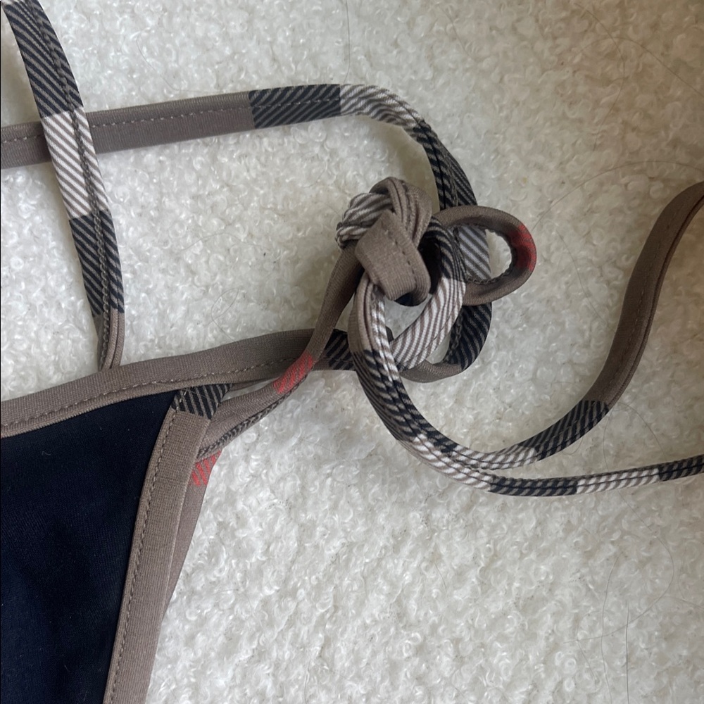 Burberry Black Triangle Bikini with Check-Trim - Picture 3 of 4